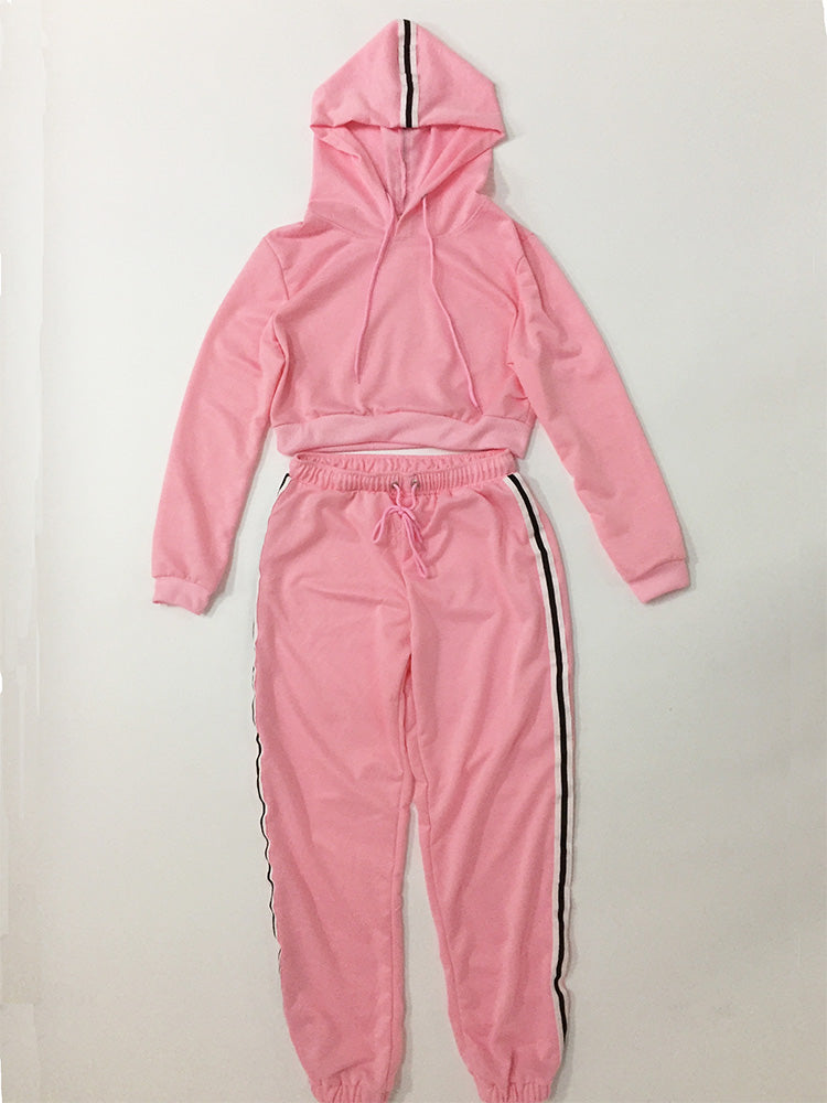 Custom Logo Cotton Sportswear Suit: Hooded Sweatshirt & Straight Pants Set Custom Logo Cotton Sportswear Suit: Hooded Sweatshirt & Straight Pants Set